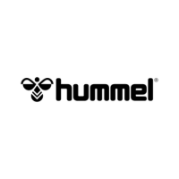 Hummel logo with icon on left and all black color