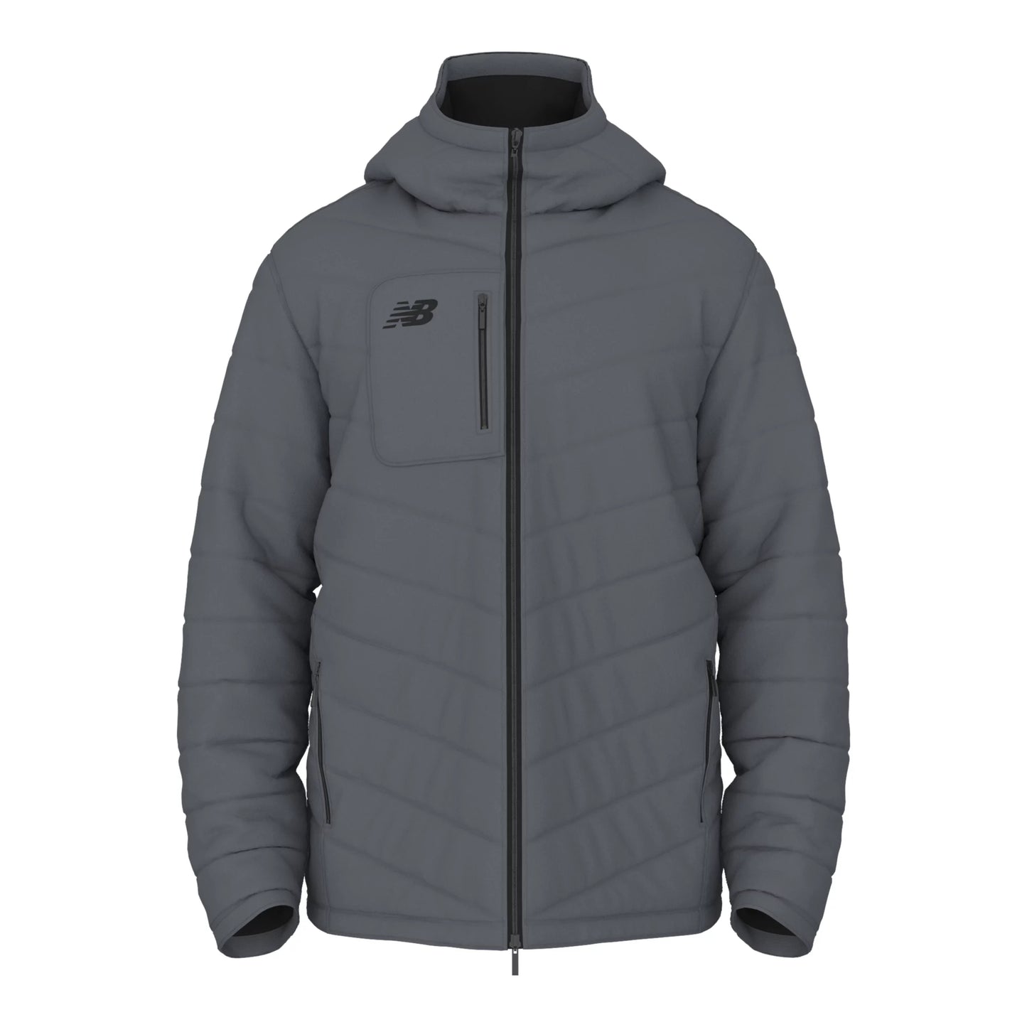 New Balance Men's Stratum Puffer Jacket Gunmetal (Front)