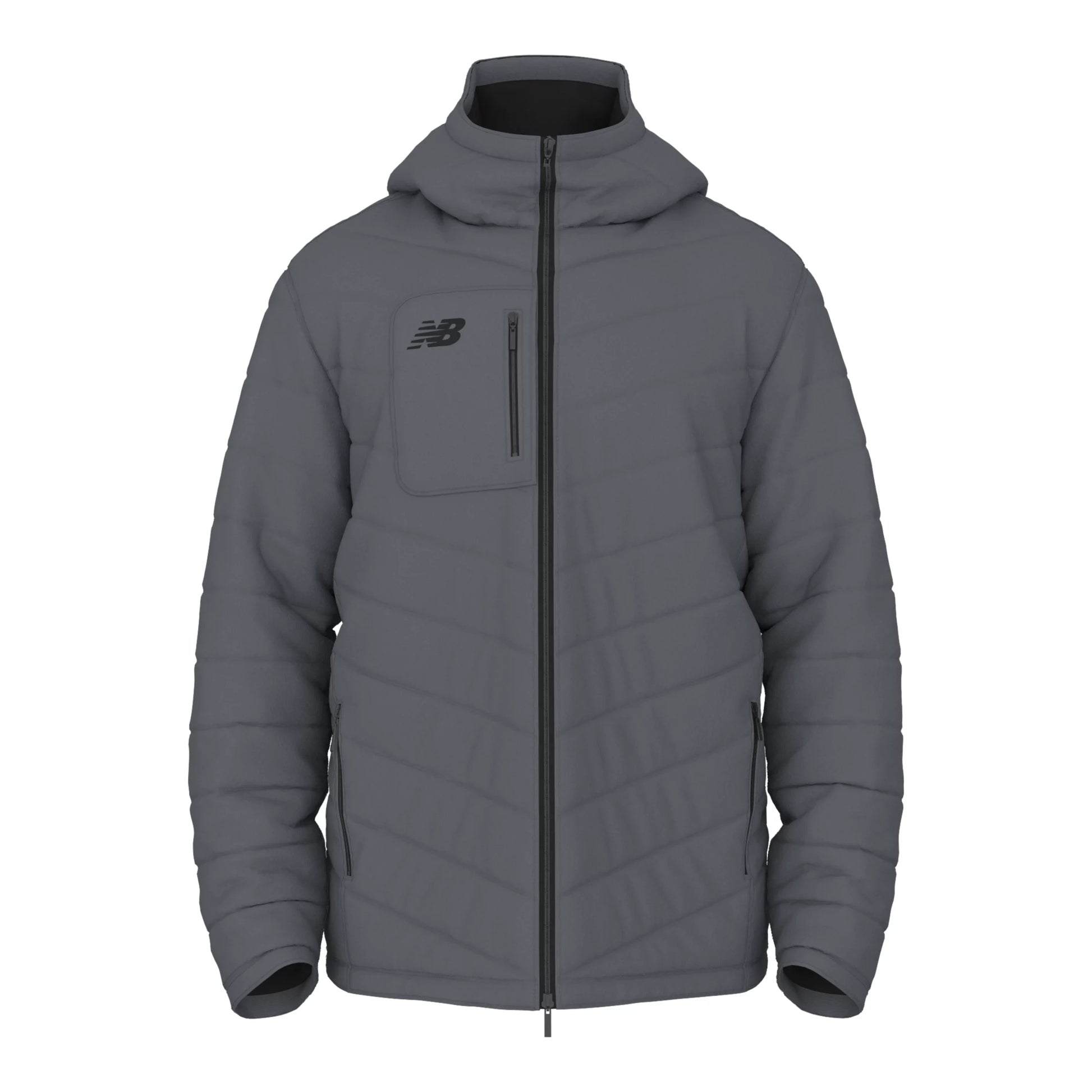 New Balance Men's Stratum Puffer Jacket Gunmetal (Front)