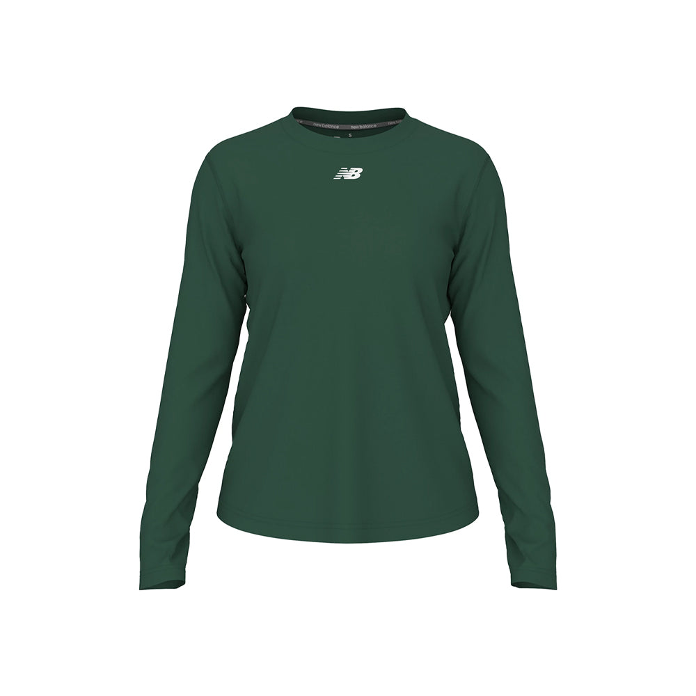 New Balance Women's Activate Long Sleeve Tech T Shirt Team Dark Green (Front)