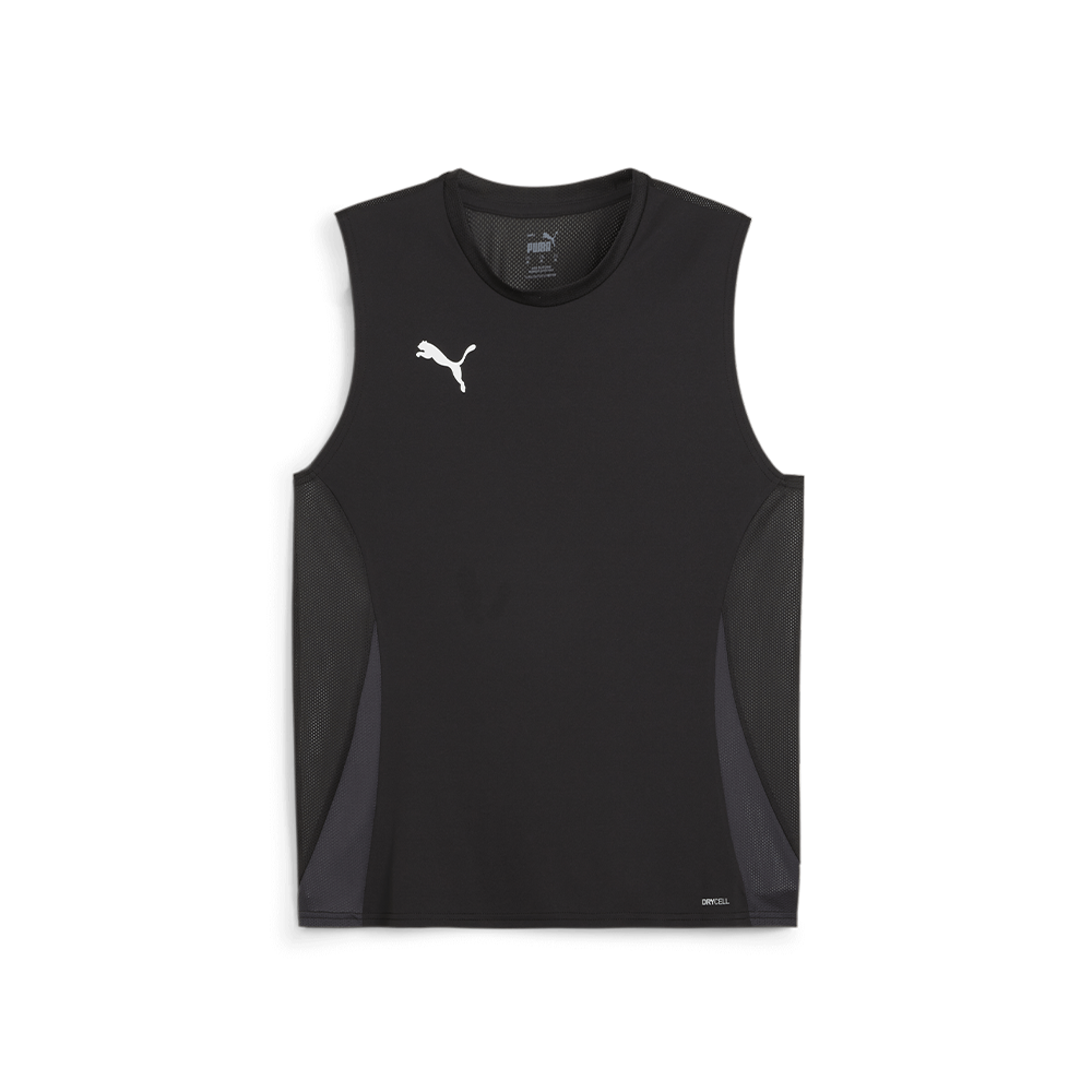 Puma Team Goal Sleeveless Jersey- Puma Black-Puma White-Flat Dark Gray (Front)