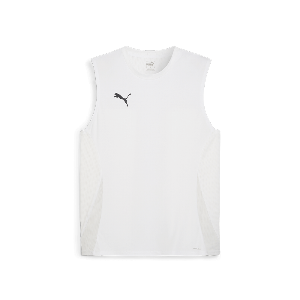 Puma Team Goal Sleeveless Jersey-Puma White-Puma Black-Feather Gray (Front)