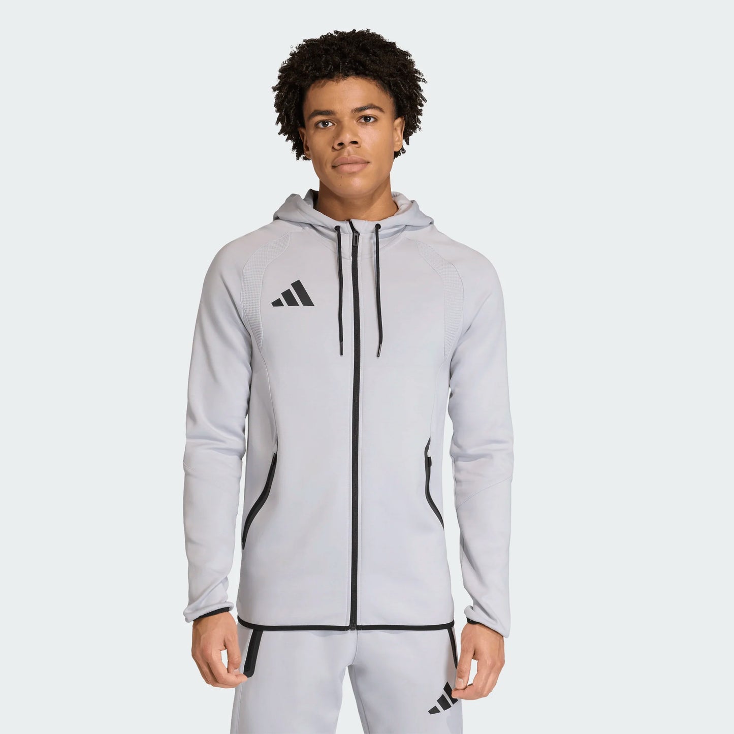 adidas Men's Tiro Travel Sweat Hood Team Light Grey full