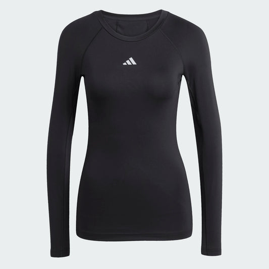 adidas Women's Tech Fit Long Sleeve Tee Black front
