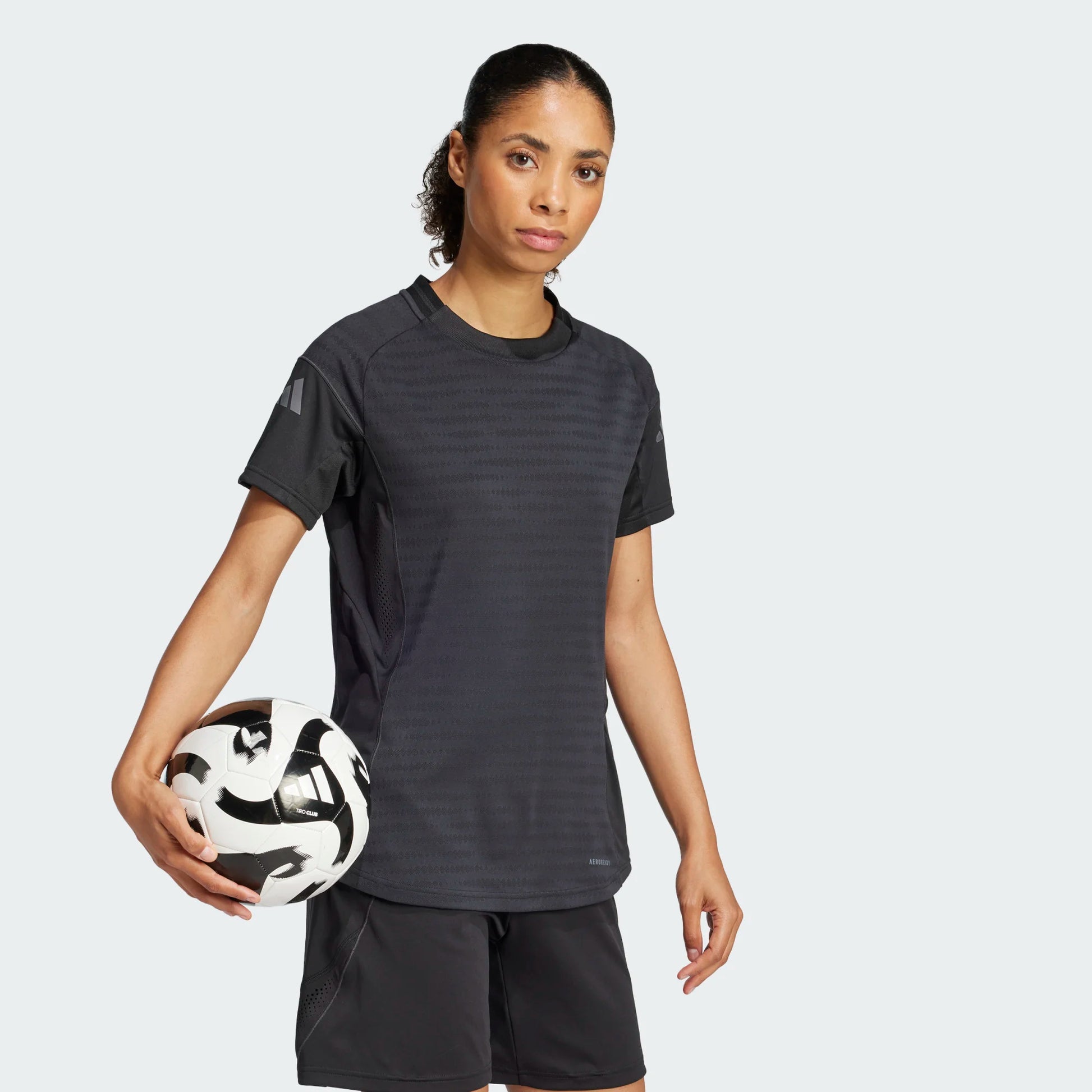 adidas Women's Tiro 25 Pro Training Jersey Black (Model - Side)