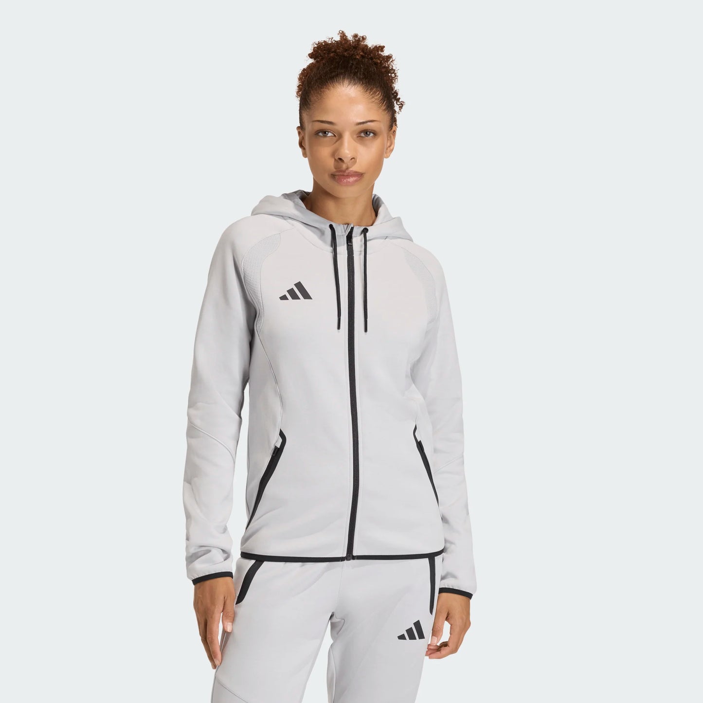 adidas Women's Tiro Travel Sweat Hoodie Team Light Grey full