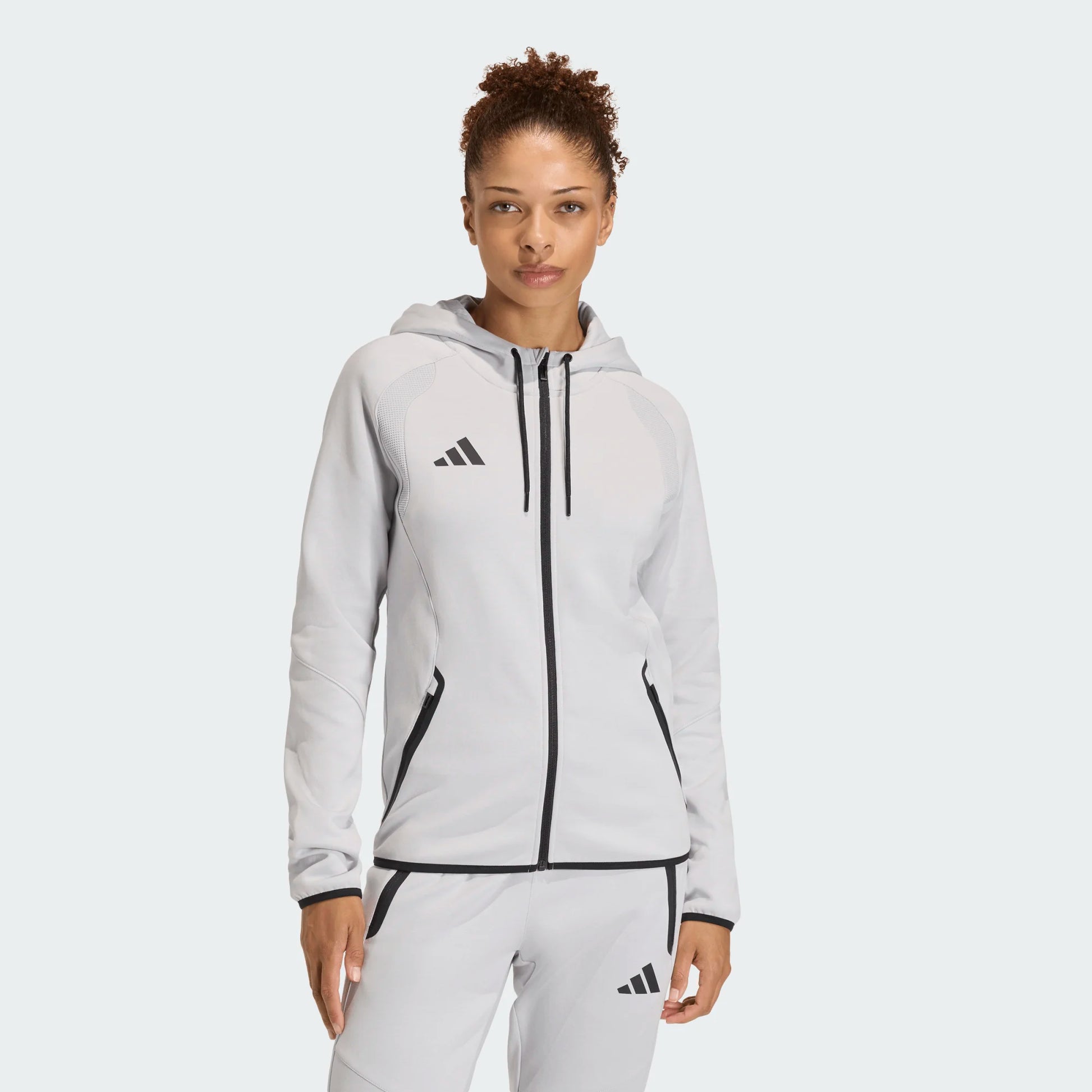 adidas Women's Tiro Travel Sweat Hoodie Team Light Grey full
