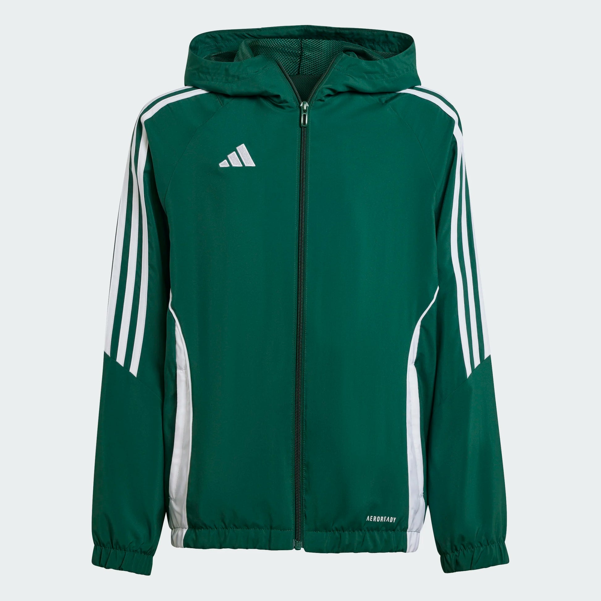 adidas Youth Tiro 24 Windbreaker Team Dark Green/White (Front)