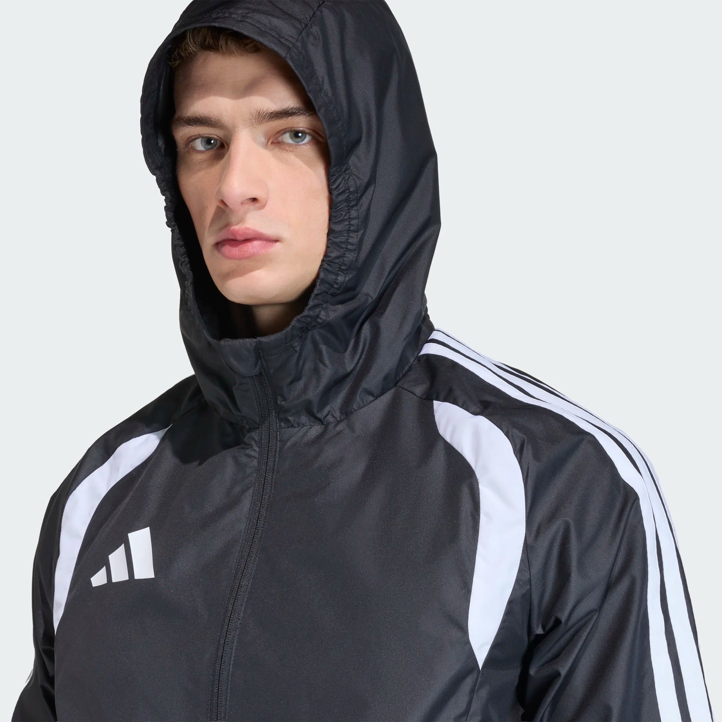 adidas Men’s Tiro 26 Competition All Weather Jacket Black Ltonix White Hood