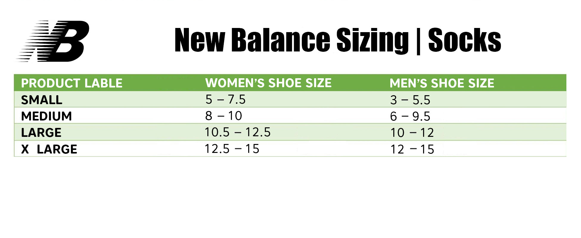 New balance socks size guide hotsell